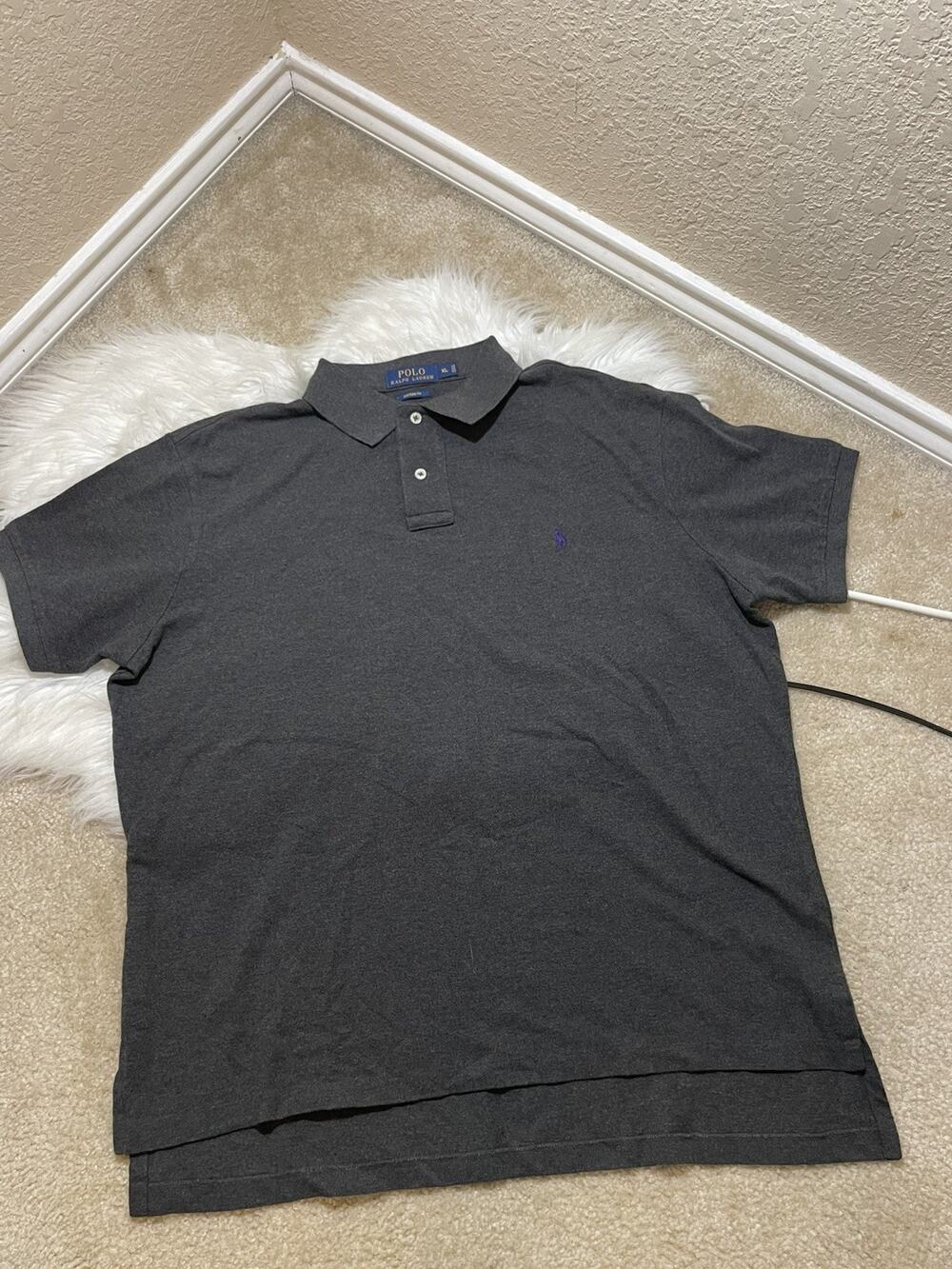 Polo Ralph Lauren Men's Custom Fit Shirt Charcoal Gray XL Cotton Short Sleeve
